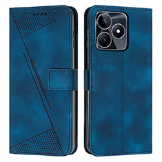 Leather Case Stands Flip Cover Holder Y04X for Realme C67 Blue