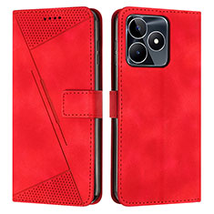 Leather Case Stands Flip Cover Holder Y04X for Realme C67 Red