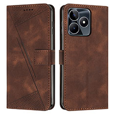 Leather Case Stands Flip Cover Holder Y04X for Realme Narzo N53 Brown