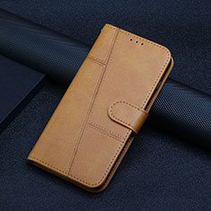 Leather Case Stands Flip Cover Holder Y04X for Samsung Galaxy A02s Light Brown