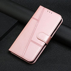 Leather Case Stands Flip Cover Holder Y04X for Samsung Galaxy A02s Rose Gold