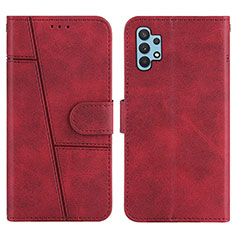 Leather Case Stands Flip Cover Holder Y04X for Samsung Galaxy A32 5G Red