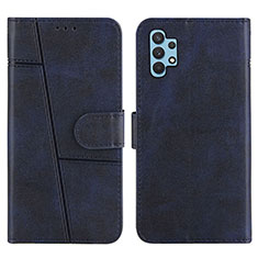 Leather Case Stands Flip Cover Holder Y04X for Samsung Galaxy M32 5G Blue