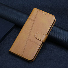 Leather Case Stands Flip Cover Holder Y04X for Xiaomi Poco F5 5G Light Brown