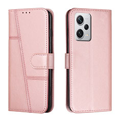 Leather Case Stands Flip Cover Holder Y04X for Xiaomi Redmi Note 12 Explorer Rose Gold