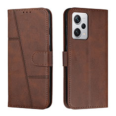 Leather Case Stands Flip Cover Holder Y04X for Xiaomi Redmi Note 12 Pro+ Plus 5G Brown