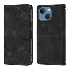 Leather Case Stands Flip Cover Holder Y05B for Apple iPhone 13 Black