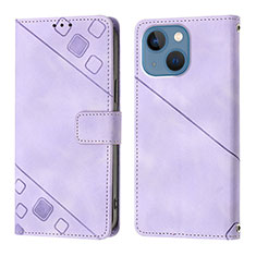 Leather Case Stands Flip Cover Holder Y05B for Apple iPhone 13 Purple