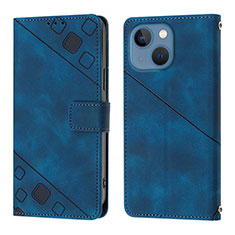 Leather Case Stands Flip Cover Holder Y05B for Apple iPhone 14 Plus Blue