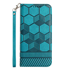 Leather Case Stands Flip Cover Holder Y05B for Samsung Galaxy A03 Cyan