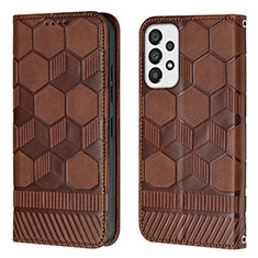 Leather Case Stands Flip Cover Holder Y05B for Samsung Galaxy A53 5G Brown