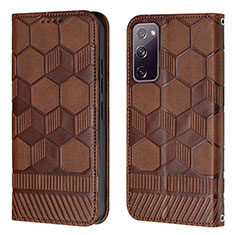 Leather Case Stands Flip Cover Holder Y05B for Samsung Galaxy S20 FE 5G Brown