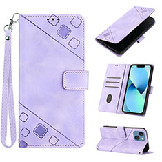 Leather Case Stands Flip Cover Holder Y06B for Apple iPhone 15 Purple