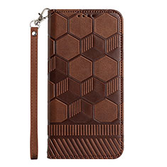 Leather Case Stands Flip Cover Holder Y06B for Samsung Galaxy F12 Brown