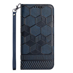 Leather Case Stands Flip Cover Holder Y06B for Samsung Galaxy M12 Blue