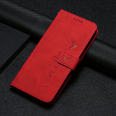 Leather Case Stands Flip Cover Holder Y06X for Motorola Moto E13 Red