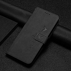 Leather Case Stands Flip Cover Holder Y06X for Motorola Moto G53j 5G Black