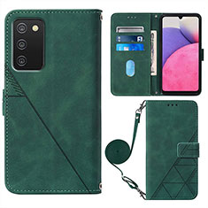 Leather Case Stands Flip Cover Holder Y07B for Samsung Galaxy A03s Green