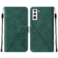 Leather Case Stands Flip Cover Holder Y07B for Samsung Galaxy S23 Plus 5G Green