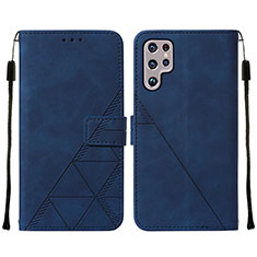 Leather Case Stands Flip Cover Holder Y07B for Samsung Galaxy S23 Ultra 5G Blue