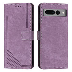 Leather Case Stands Flip Cover Holder Y07X for Google Pixel 7 Pro 5G Purple