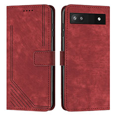 Leather Case Stands Flip Cover Holder Y07X for Google Pixel 7a 5G Red