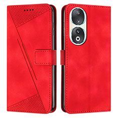 Leather Case Stands Flip Cover Holder Y07X for Huawei Honor 90 5G Red