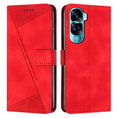 Leather Case Stands Flip Cover Holder Y07X for Huawei Honor 90 Lite 5G Red