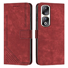 Leather Case Stands Flip Cover Holder Y07X for Huawei Honor 90 Pro 5G Red