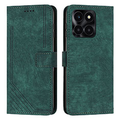 Leather Case Stands Flip Cover Holder Y07X for Huawei Honor X6a Green