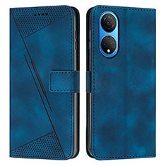 Leather Case Stands Flip Cover Holder Y07X for Huawei Honor X7 Blue