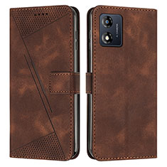 Leather Case Stands Flip Cover Holder Y07X for Motorola Moto E13 Brown