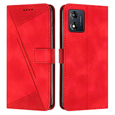 Leather Case Stands Flip Cover Holder Y07X for Motorola Moto E13 Red