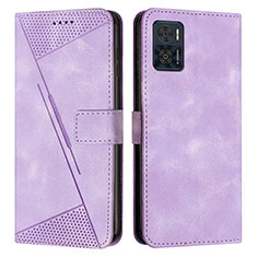 Leather Case Stands Flip Cover Holder Y07X for Motorola Moto E22 Purple