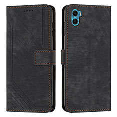 Leather Case Stands Flip Cover Holder Y07X for Motorola Moto E22S Black