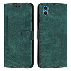 Leather Case Stands Flip Cover Holder Y07X for Motorola Moto E32 India Green