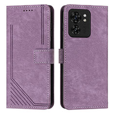 Leather Case Stands Flip Cover Holder Y07X for Motorola Moto Edge (2023) 5G Purple