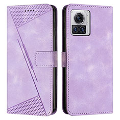 Leather Case Stands Flip Cover Holder Y07X for Motorola Moto Edge 30 Ultra 5G Purple