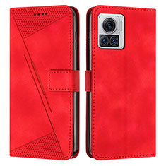 Leather Case Stands Flip Cover Holder Y07X for Motorola Moto Edge 30 Ultra 5G Red