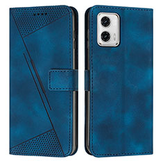 Leather Case Stands Flip Cover Holder Y07X for Motorola Moto G 5G (2023) Blue