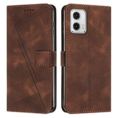 Leather Case Stands Flip Cover Holder Y07X for Motorola Moto G 5G (2023) Brown