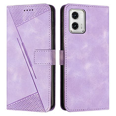 Leather Case Stands Flip Cover Holder Y07X for Motorola Moto G 5G (2023) Purple