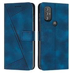 Leather Case Stands Flip Cover Holder Y07X for Motorola Moto G Play (2023) Blue