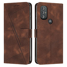 Leather Case Stands Flip Cover Holder Y07X for Motorola Moto G Power (2022) Brown
