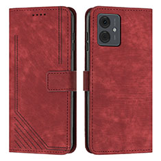 Leather Case Stands Flip Cover Holder Y07X for Motorola Moto G14 Red