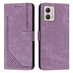 Leather Case Stands Flip Cover Holder Y07X for Motorola Moto G53 5G Purple