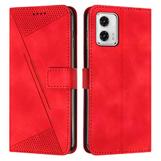 Leather Case Stands Flip Cover Holder Y07X for Motorola Moto G53 5G Red