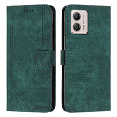 Leather Case Stands Flip Cover Holder Y07X for Motorola Moto G53y 5G Green