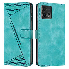 Leather Case Stands Flip Cover Holder Y07X for Motorola Moto G72 Green