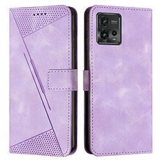 Leather Case Stands Flip Cover Holder Y07X for Motorola Moto G72 Purple